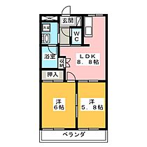 サンライズハヤシ  ｜ 岐阜県大垣市内原３丁目（賃貸マンション2LDK・2階・44.80㎡） その2