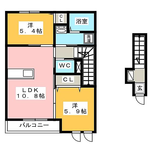 リアン ｜岐阜県大垣市大井３丁目(賃貸マンション2LDK・2階・54.48㎡)の写真 その2