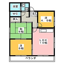 木戸ハイツ2 3LDKの間取図画像