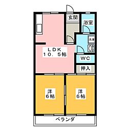 グリーンハイツA 2LDKの間取図画像