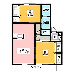 コンフォルターブルB 2LDKの間取図画像