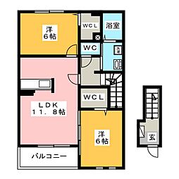 コートアイリスB 2LDKの間取図画像
