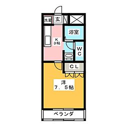 アグレスト・2 1Kの間取図画像
