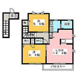 ラフィーネB 2LDKの間取図画像