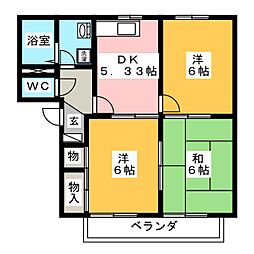 サンビレッジヨシダB 3DKの間取図画像