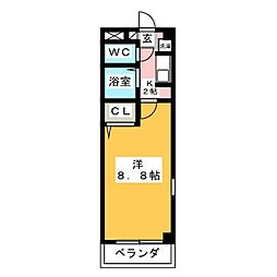 ハイツクオーレ 1Kの間取図画像