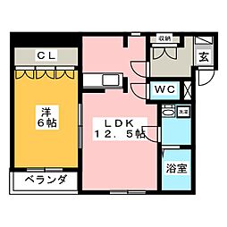 フォルティア 1LDKの間取図画像