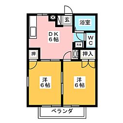 パークサイドヤマダ 2DKの間取図画像