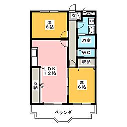 グリーンハイツ 2LDKの間取図画像