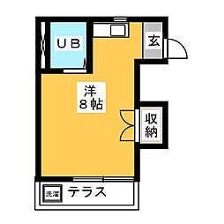 第二エポックハイツ ワンルームの間取図画像