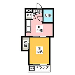 セコンドゥエトワール 1Kの間取図画像