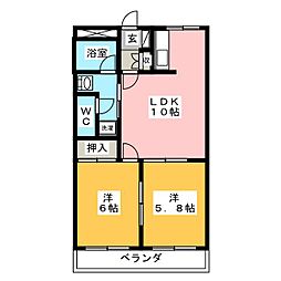 フレグランスキタ 2LDKの間取図画像