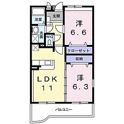 セレニータB 2LDKの間取図画像