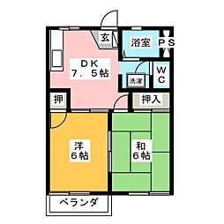 リヴェール 2DKの間取図画像