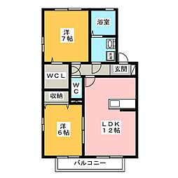 セジュールスグエ 2LDKの間取図画像