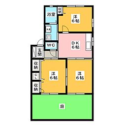 フレグランスモトイマD 3DKの間取図画像