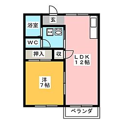 コーポ綾野 1LDKの間取図画像