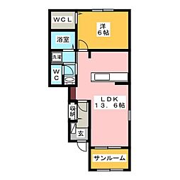 グラン・リジェール2 1LDKの間取図画像