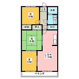 リバーサイドコートあづま 3LDKの間取図画像