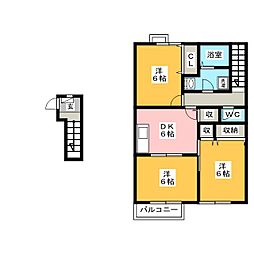 ソレアードA 3DKの間取図画像