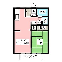 サンガーデンみちづか 1LDKの間取図画像