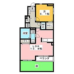 プロムナード花水木1 1LDKの間取図画像