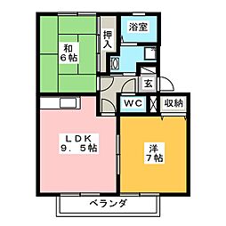 BeeLineまほろばB 2LDKの間取図画像