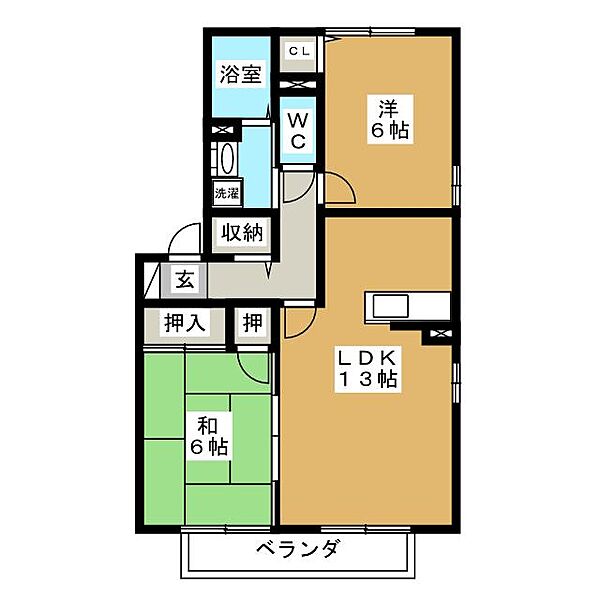 セレッソガーデンＡ　II ｜岐阜県不破郡垂井町清水１丁目(賃貸アパート2LDK・2階・58.37㎡)の写真 その2