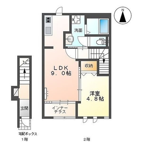 ヴァイオレット 203｜岐阜県大垣市中野町５丁目(賃貸マンション1LDK・2階・42.23㎡)の写真 その2