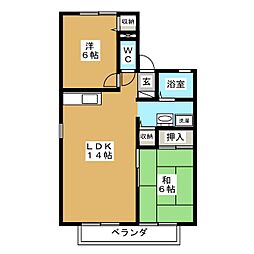 プリシェール東神田 Ｄ 2階2LDKの間取り