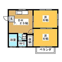 なにわハイツ 2DKの間取図画像