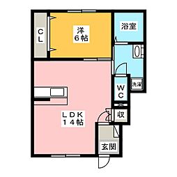 アネシス赤坂大門A 1LDKの間取図画像