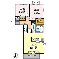 メゾン・ド・シャーム 2LDKの間取図画像