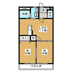 MITAKAマンション笠木 2LDKの間取図画像