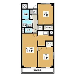 レジダンスY 2LDKの間取図画像