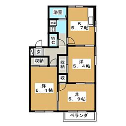 メゾンパークスB 3Kの間取図画像