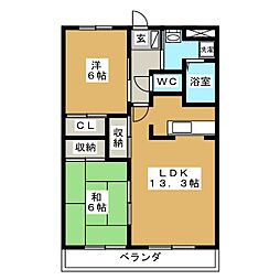 サンフォレスト壱番館 2LDKの間取図画像