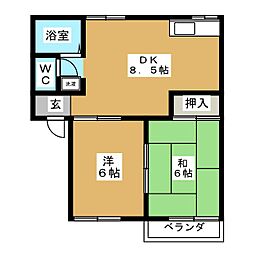 ハイブリッジ和合B 2DKの間取図画像