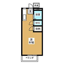 AXIV1 ワンルームの間取図画像