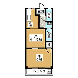 レジデンス大島 1DKの間取図画像