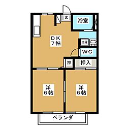 オレンジハウス 2DKの間取図画像