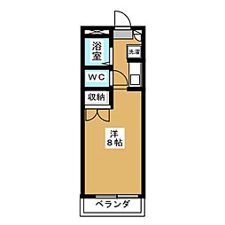 タウニィナカガワC ワンルームの間取図画像