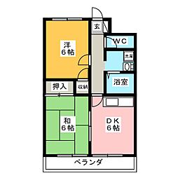 コーポ桂川 2DKの間取図画像
