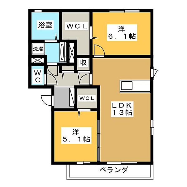 エスポワール　A ｜岐阜県各務原市鵜沼三ツ池町３丁目(賃貸アパート2LDK・1階・60.88㎡)の写真 その2