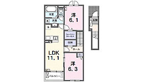 TOMY・K 205 ｜ 岐阜県各務原市鵜沼宝積寺町２丁目15（賃貸アパート2LDK・2階・58.57㎡） その2