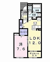 ナチュラルカーサ　II 1階1LDKの間取り