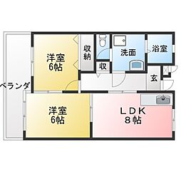 門前ビル 2LDKの間取図画像