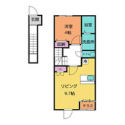Abelia（アベリア） 2階1LDKの間取り