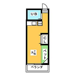 グリーンハイツ ワンルームの間取図画像