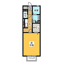 セジュール那加 1Kの間取図画像